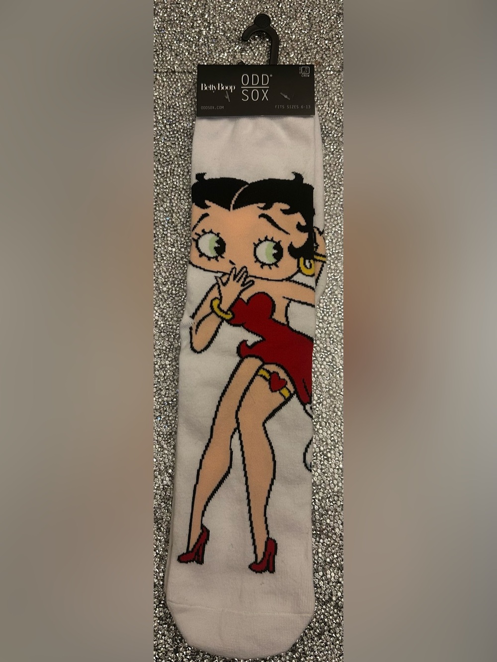 Betty Boop Graphic Knee-High Socks - White with Red Accents 1 pair Size 6-13
